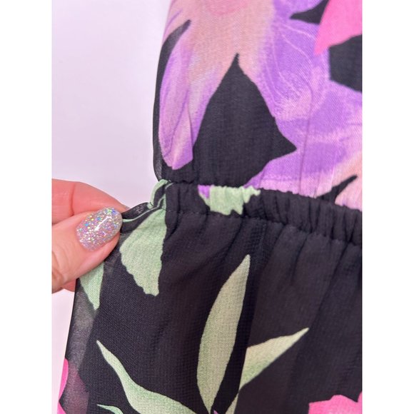 Children’s Place Girls’ Dress M 7/8 Floral Black Pink Hi/Lo Ruffled Cold Shoulde - Picture 16 of 16